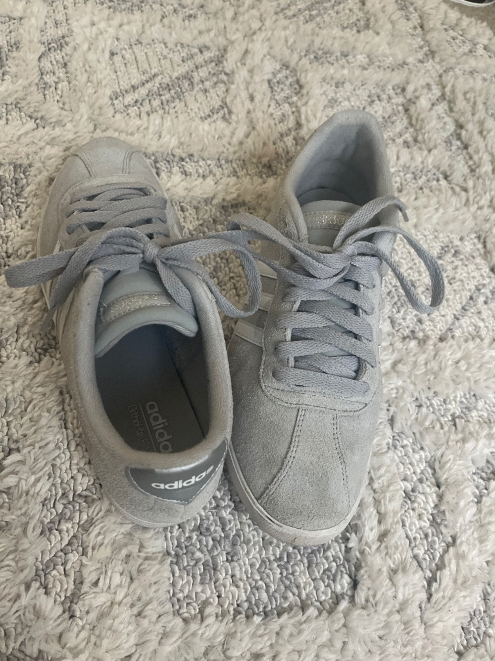 Adidas gray and white suede tennis shoes 8.5